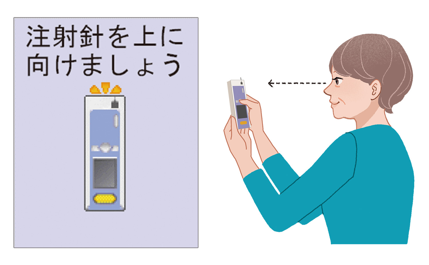 注射針を上に向けるイラスト