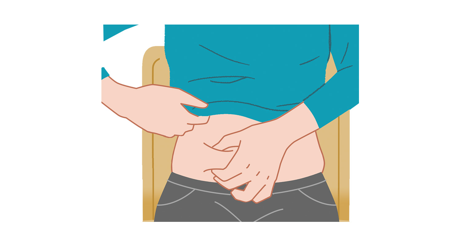 お腹を軽くつまむイラスト