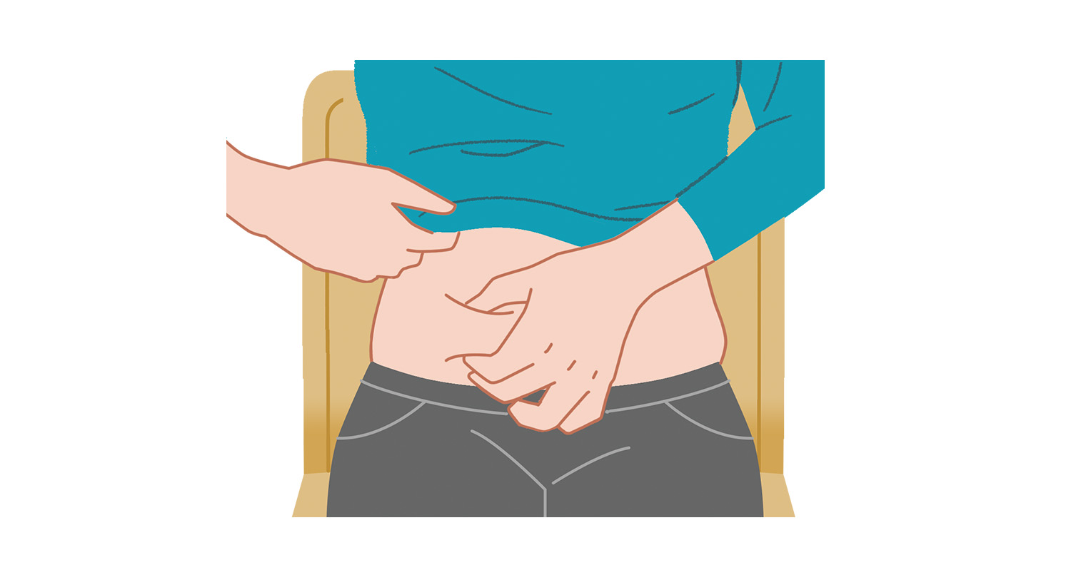 お腹を軽くつまむイラスト