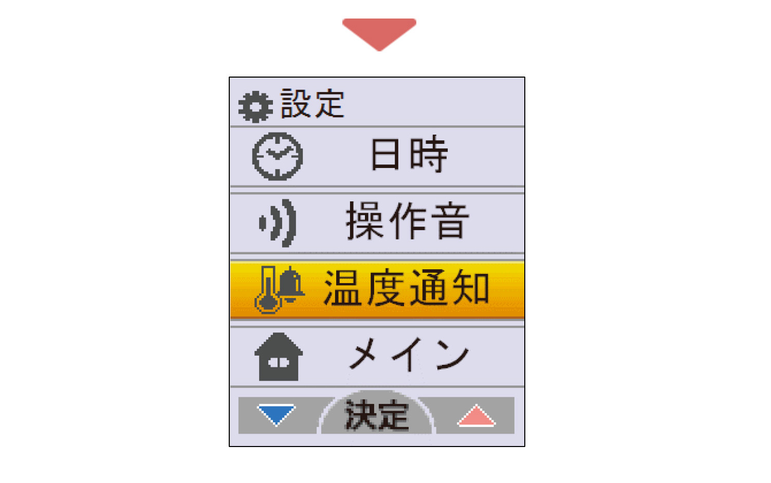 「温度通知」を選択するイラスト